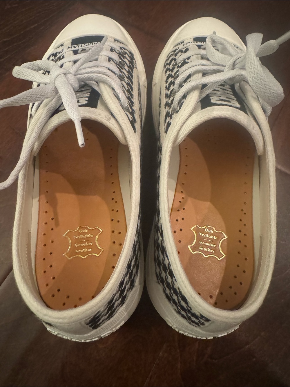 Dior Black & White Houndstooth Low-Top Canvas Sneaker- 36.5 - Picture 6 of 9